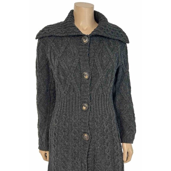 Aran Crafts Black Cable Knit Cardigan - Picture 2 of 10